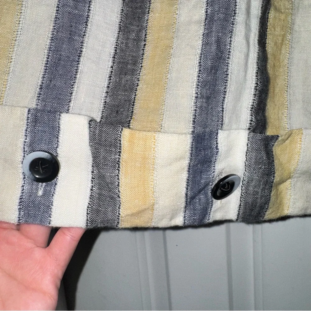 Anthropologie Edme & Esyllte cafe awning button detail striped cream skirt 2